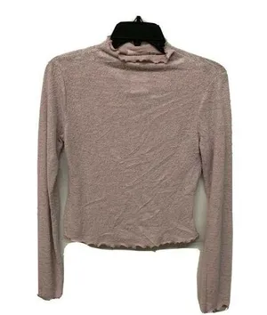 Lush Womens Lilac Long Sleeve Lettuce Trimmed Top thumbnail 1