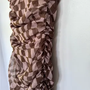 Urban Outfitters Austin Mesh Mini Dress Checkered Patterned Brown‎ Size XS thumbnail 3