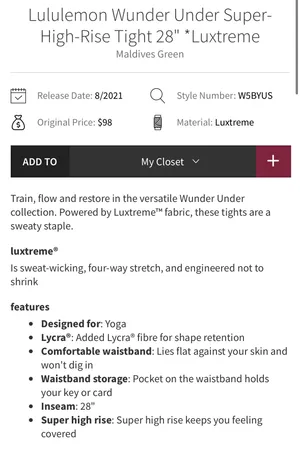 Lululemon Wunder Under Super-High-Rise Tight 28" *Luxtreme Maldives Green 4 thumbnail 6