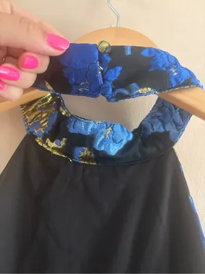 Lulus Extraordinary Impression Black Floral Jacquard Halter Mini Dress Large NWT thumbnail 10