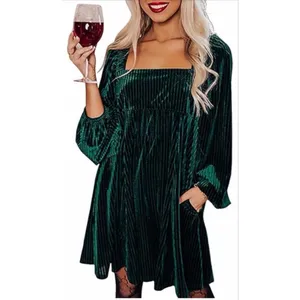 NEW Velvet Backless Square Neck Long Sleeve Loose Mini Dress XL thumbnail 5
