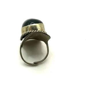 Blue and silver tone cocktail ring thumbnail 4