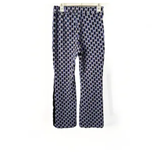 Maeve Anthropologie Geometric Print Flare Disco Ponte Knit Blue Pants, Women's M thumbnail 4