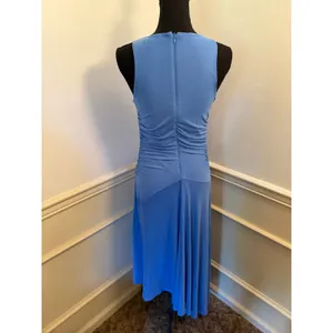 Steve Madden Laney Asymmetric Mesh Ruched Midi Dress Blue Y2K Cocktail Resort thumbnail 5