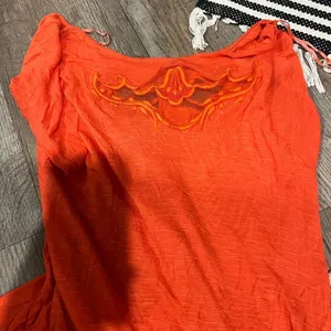 Free people Orange Embroidered mesh‎ Top M thumbnail 12