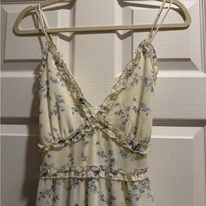 Altar'd State Posie Floral Maxi Dress with Ruffled Trim in Blue thumbnail 4