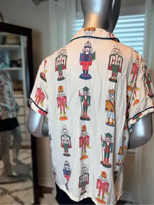 Katie Kime Nutcracker Pajama Shirt Extra Large XL Cotton Modal Holiday Sleep Top thumbnail 3
