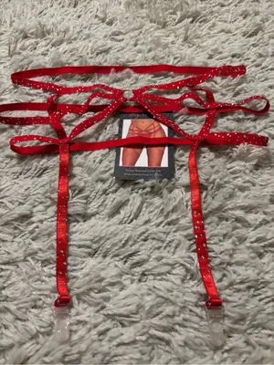 Leg Avenue Red Strappy Rhinestone Garter Belt Women’s One Size thumbnail 2