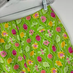 Vtg Lilly Pulitzer Green Floral Spring Mini Skirt Sz 10 Lime Lemon Ladybug thumbnail 8