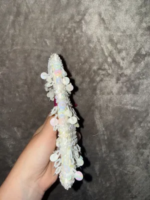 Vintage Iridescent White Sequin and Seed Bead Evening Clutch Bag with Gold Tone thumbnail 4