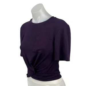 Aritzia Wilfred Free Women's Purple Short Sleeve Twist Front Tee Crop Top Size S thumbnail 3