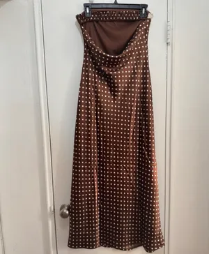 Jessica Simpson Polka Dot Front Tie Strapless Dress size M brown/white thumbnail 6