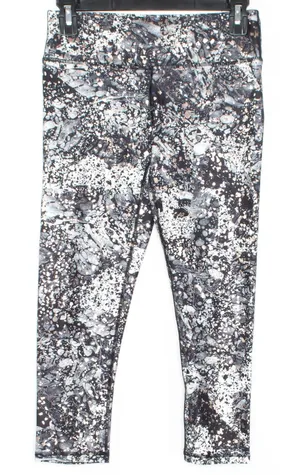 NWT Fabletics Leggings Crop‎ Yoga Athleisure Comfort Abstract Metallic Black XS thumbnail 1