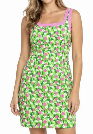 Lilly Pulitzer Pink Green Floral Sleeveless Cotton Dress Size 8 Vintage thumbnail 1