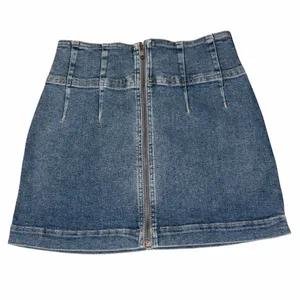 Free People Virgo Pleated Denim Jean Zip Front Mini Skirt 27 thumbnail 3