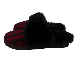 Gianni Bini Faux‎ Fur Size US 9 slippers house shoes fuzzy plaid buffalo plaid thumbnail 4