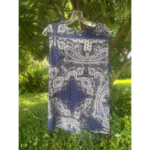 Daisy Fuentes Navy and White Paisley Knot Front Camisole thumbnail 4