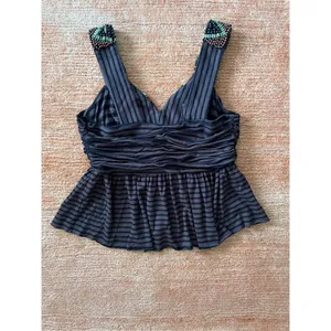 Donna Morgan Boho Women Beaded Brown Tank Top Size 2 thumbnail 3