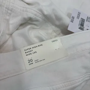 American Eagle Jeans Womens Size 20 Short Super High Rise Baggy Wide Leg White thumbnail 6