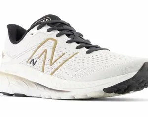 New Balance Women's White and Gold Athletic Running Shoe thumbnail 1