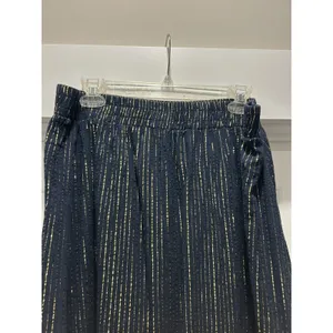 Boden Skirt Womens 14 Maxi Navy Gold Stripe Tiered Broomstick Lined Pull On Boho thumbnail 2
