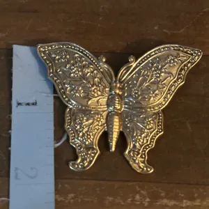 Vintage gold tone embossed butterfly brooch thumbnail 2