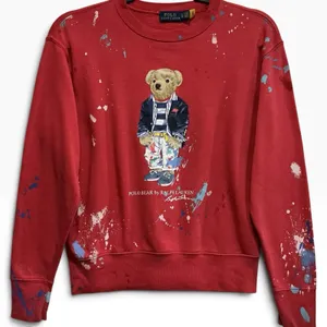 Polo Ralph Lauren Polo Bear Paint Splatter Sweatshirt Red XS S Artist Rare thumbnail 4