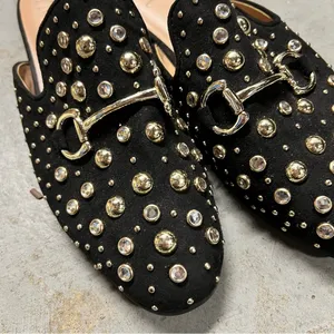 Concepts Black Jeweled Gemstone Buckle Slip On Mules Size 6 thumbnail 2