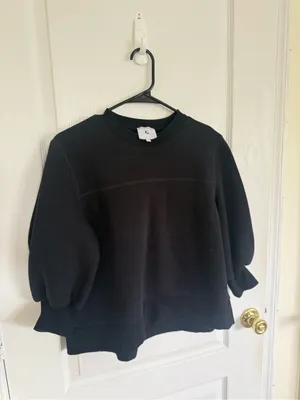 G Label by Goop Cutler Puff Sleeve Sweatshirt in Black thumbnail 4