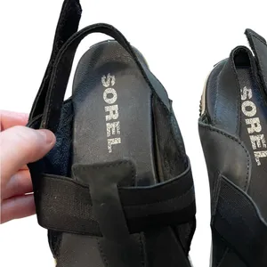 Sorel Women's Out N About Leather Black Flats Sandals thumbnail 5