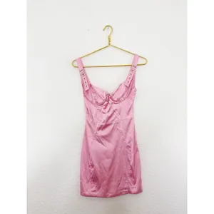 Oh Polly Buckle Down Pink Satin Mini Dress Size 4 Party Barbie Sexy Bustier thumbnail 4
