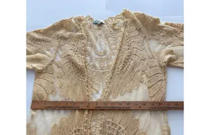Rebellion Again Lace Duster Small Creamy Yellow Sheer Kimono Romantic Coquette * thumbnail 12