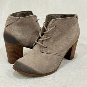 Toms Tan Lunata Suede Lace-Up Heeled Booties Size 7 thumbnail 2