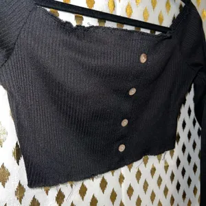 Off the shoulder black crop top size S Black thumbnail 3