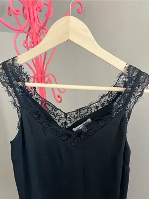 Naked Zebra Black Lace-Trim V-Neck Camisole Top thumbnail 3