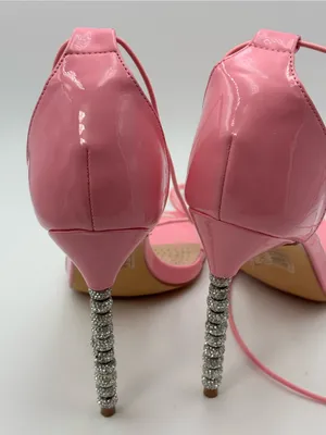 Azalea Wang Pink Lace-Up Crystal-Heel Sandals thumbnail 5