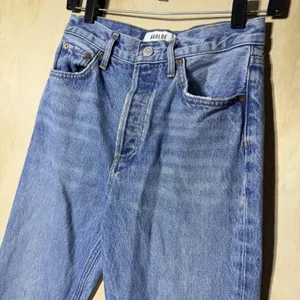AGOLDE‎ Riley Crop Straight Jeans Women 24 High Rise Raw Hem Blue Denim thumbnail 2