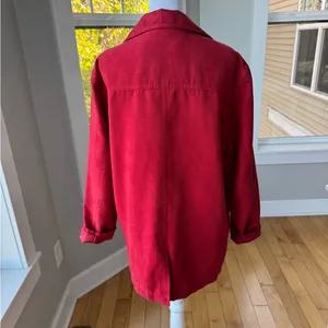 Vintage Coaco Red Faux Suede Chore Coat Utility Jacket Fully Lined Size Small thumbnail 5