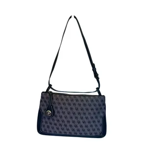 Dooney &‎ Bourke Slim Zip Top Shoulder Bag Lightweight Vintage Dark Blue thumbnail 2