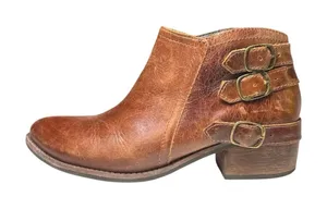Matisse Kate Womens Brown Leather Buckle Strap Western Heel Ankle Boots Size 8M thumbnail 1