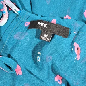 Fate Floral Maxi Dress Teal‎ Blue Pink Spaghetti Strap Elastic Waist M Halter thumbnail 7