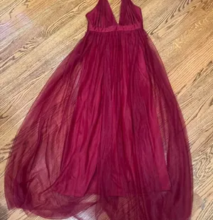 SHEIN Red Dress Sheer Tulle  thumbnail 3