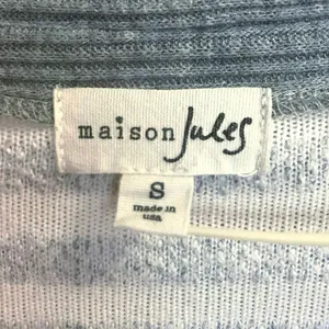 Maison Jules Sweater Gray Striped Cropped Knit Cardigan Coastal Academia Preppy thumbnail 5