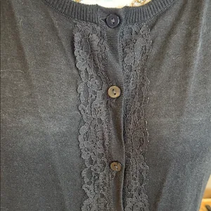 METAPHOR Lightweight Black Cotton Blend Button Up Cardigan Lace NWT Size Large thumbnail 4