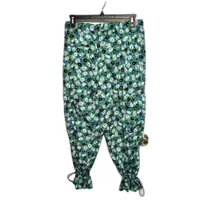 Diane Von Furstenberg Jogger Cargo Pants L Green Harem Bloomer Ankle Tie DVF thumbnail 2