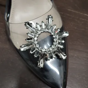 Clear Rhinestone Strappy Ankle Pointed Toe Block Heels ZBY Women's Size 6.5 thumbnail 2