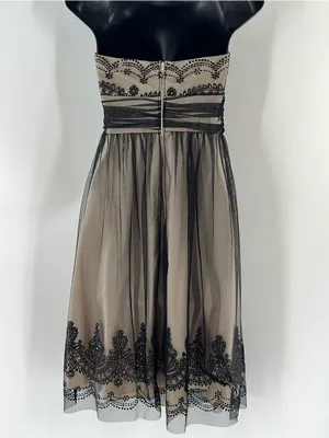 David’s Bridal Caviar Beaded Black Netting Over Beige Lining Cocktail-Size 8 thumbnail 9