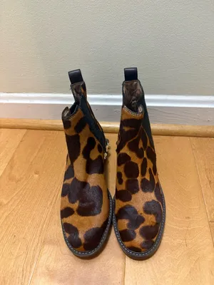Louise et Cie Venda Chelsea boots leopard calf leather sz 7 brown. thumbnail 3
