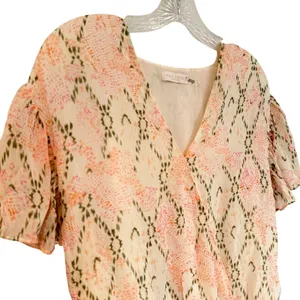 Ramy Brook‎ Eleanor Wrap Blouse Womens M Pink Peplum Boho Feminine Dainty Y2K thumbnail 2