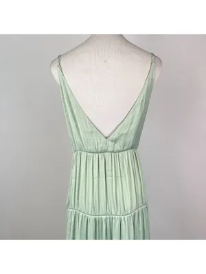 NWOT Farm Rio Tiered Ruffled Sleeveless V-neck Midi Dress Green Sz M thumbnail 11